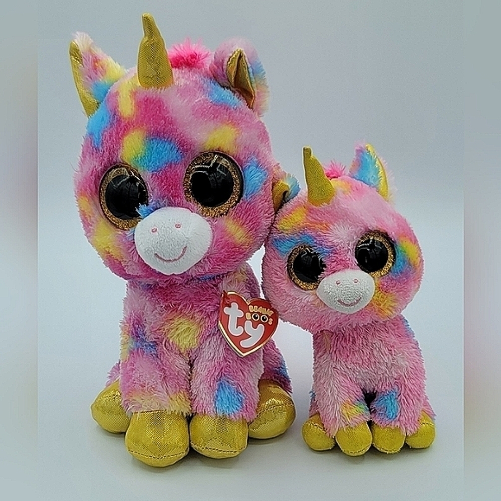 TY Beanie Boos Fantasia Set of 2 Pink Unicorns #793